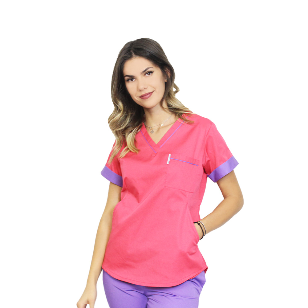 OUTLET Halat medical ciclam cu mov, cu doua buzunare ascunse, model Amani 3